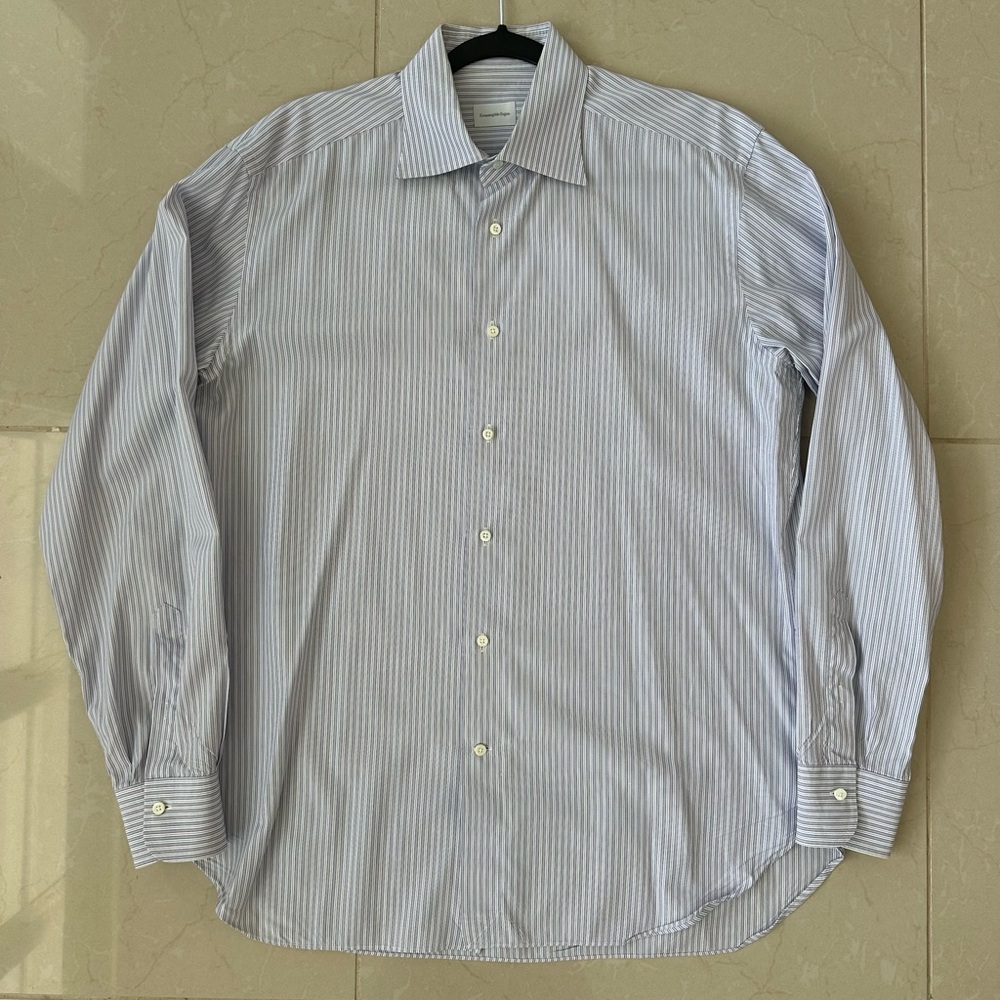 Ermenegildo Zegna Light Blue Striped Dress Shirt/ Button Up Size 40